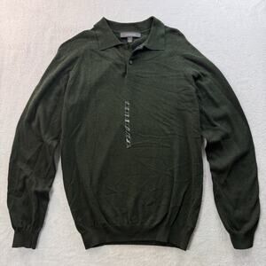 Vtg Croft Barrow Rugby Shirt Mens Small Olive Army Green Light Sweater 3 Button